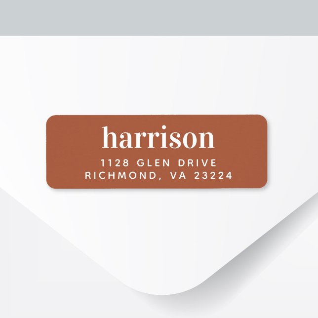 Minimal Modern Terracotta Return Address Label (Creator Uploaded)