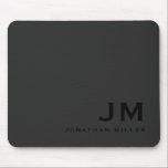 Minimal Modern Trendy Monogram Black Out Mouse Pad<br><div class="desc">A minimalist monogram design with large typography initials in a classic block typography with your name below. This professional mousepad is perfect for home,  office or personalised gift.</div>