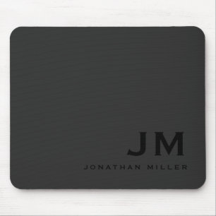 Minimal Modern Trendy Monogram Black Out Mouse Pad