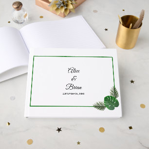 Minimal Modern Tropical Greenery Wedding Guest Book