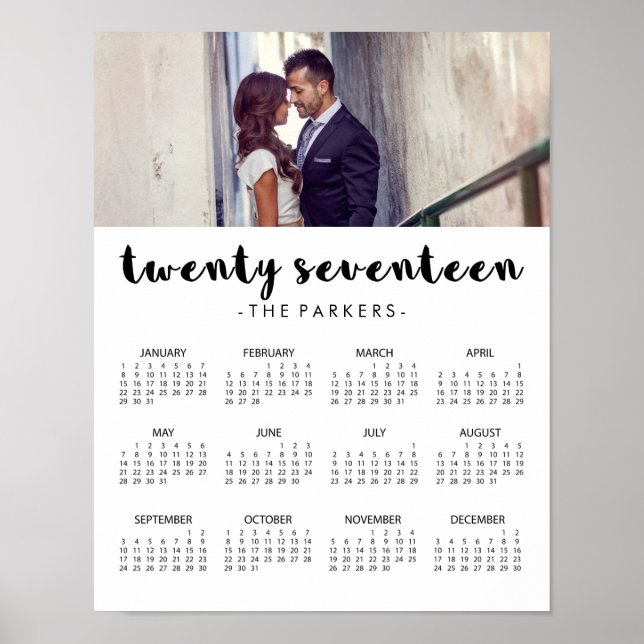 Minimal Modern Typography 2017 Photo Calendar Poster (Front)