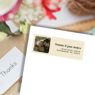 Minimal Modern Typography Photo Name Return  Address Label