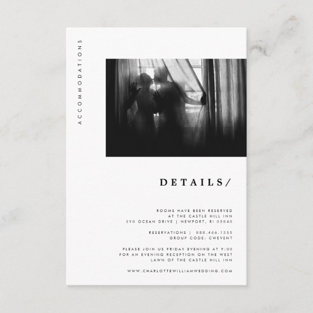 Minimal Modern Typography Photo Wedding Details Enclosure Card (Front)