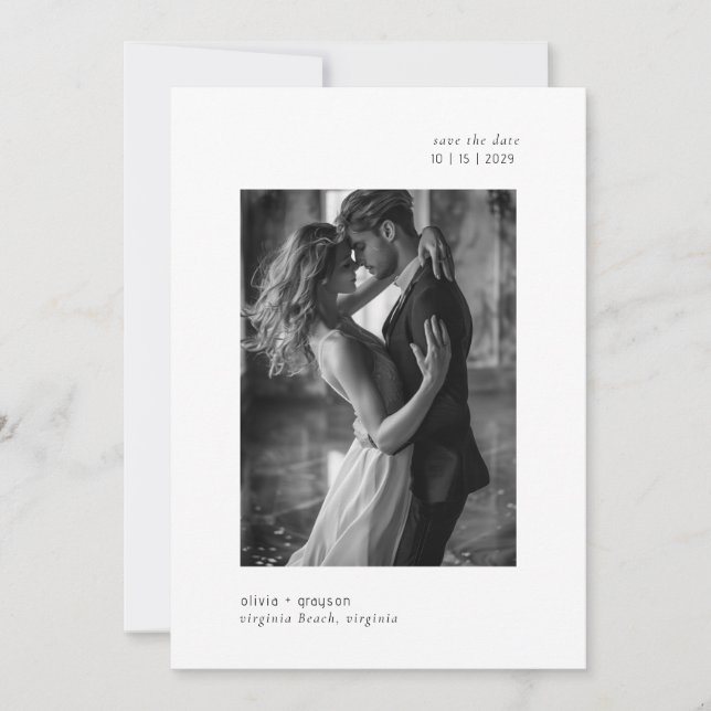 Minimal Modern Typography Photo Wedding  Save The Date (Front)
