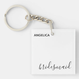 Minimal Modern Typography Wedding Bridesmaid Gift Key Ring