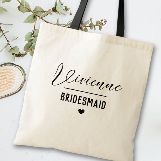 Minimal Modern Typography Wedding Bridesmaid Gift  Tote Bag (Creator Uploaded)