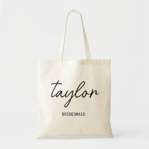Minimal Modern Typography Wedding Bridesmaid Gift Tote Bag