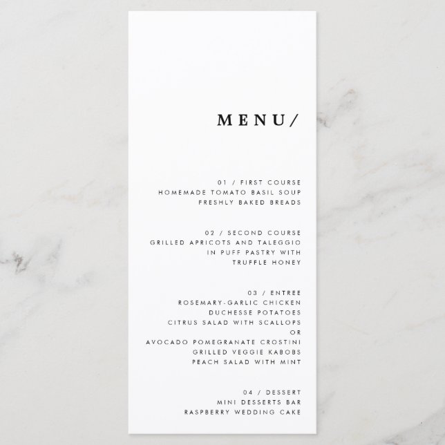 Minimal Modern Typography Wedding Monogram Classic Menu (Front)