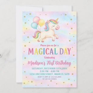 Minimal Modern Unicorn Birthday Invitation