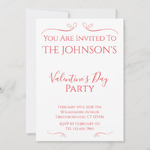 Minimal Modern Valentine's Day Party Invitation