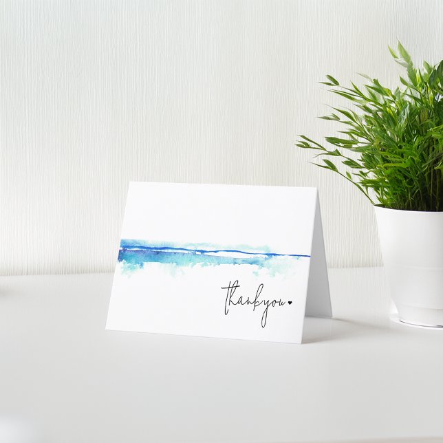 Minimal Modern Watercolor Blue Bridal Shower Thank You Card (Minimal Modern Watercolor Blue Bridal Shower Thank You Card)