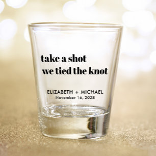 Minimal Modern We Tied The Knot Wedding Shot Glass