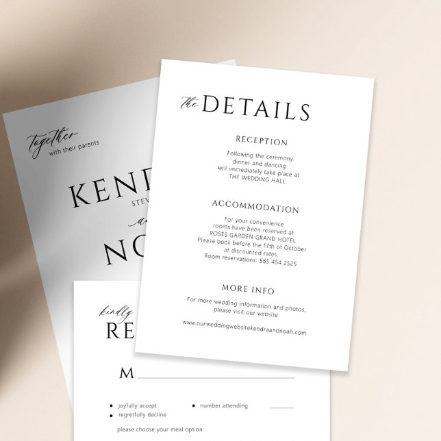 Minimal modern wedding details  enclosure card (The invitation and the RSVP card can be purchased separately)