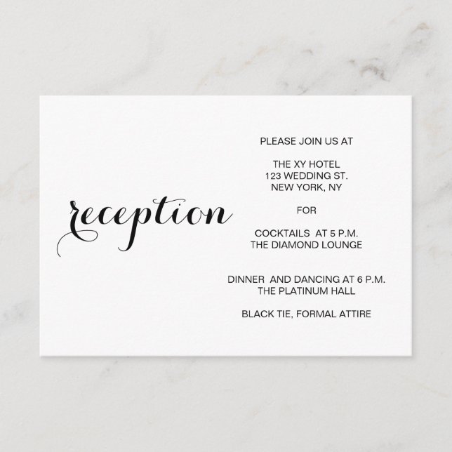 Minimal Modern Wedding Reception Card (Front)