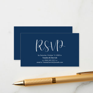 Minimal Modern, Wedding RSVP, respond, Navy Blue Enclosure Card