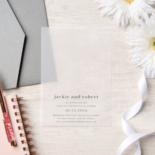 Minimal Modern Wedding Save the Date Vellum Invitations