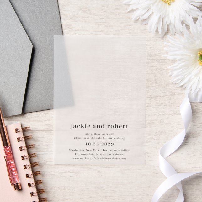 Minimal Modern Wedding Save the Date Vellum Invitations (Wedding)