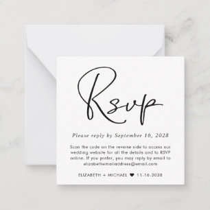 Minimal Modern Wedding Website QR Code RSVP Card