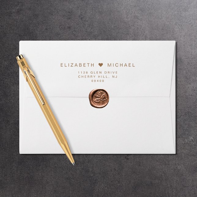 Minimal Modern White Gold Wedding Return Address Envelope (Creator Uploaded)