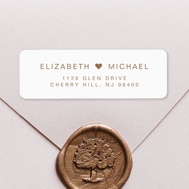 Minimal Modern White Gold Wedding Return Address Label (Creator Uploaded)