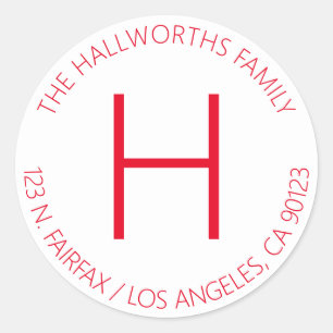 Minimal Modern White & Red Classic Round Sticker