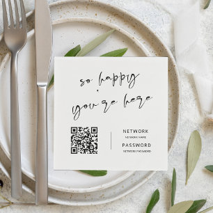 Minimal Modern WiFi Password Wedding Sign Napkins