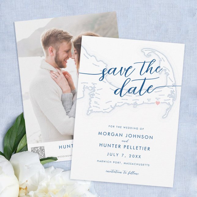 Minimal Modern Wychmere Beach Club Map Save The Date (Wychmere Beach Resort Minimal Modern navy blue Wedding save the date from Coastal Map Designs)