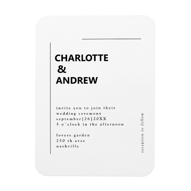 Minimal, moderne Einladung Hochzeit Einladung Magnet (Vertical)