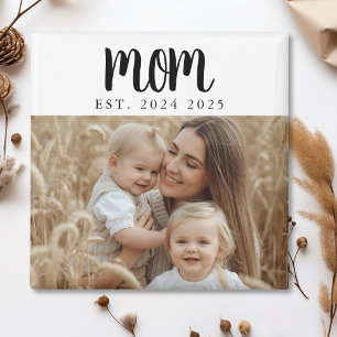 Minimal Mom Established Photo Gift Magnet