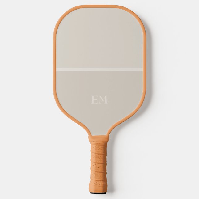 Minimal Monochrome Beige Monogram Initials Pickleball Paddle (Back)