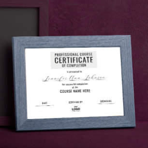 Minimal Monochrome Black White Certificate Award