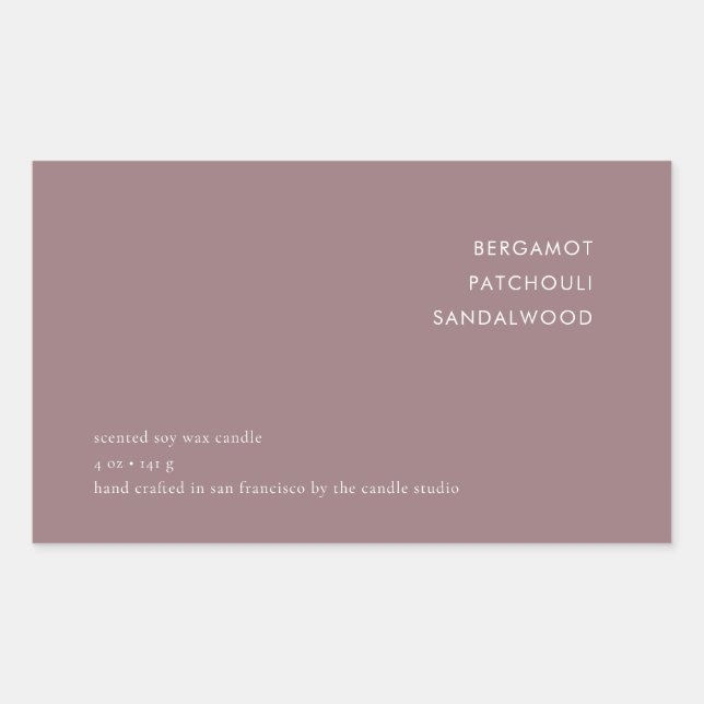 Minimal Monochrome Mauve Candle Template Rectangular Sticker (Front)