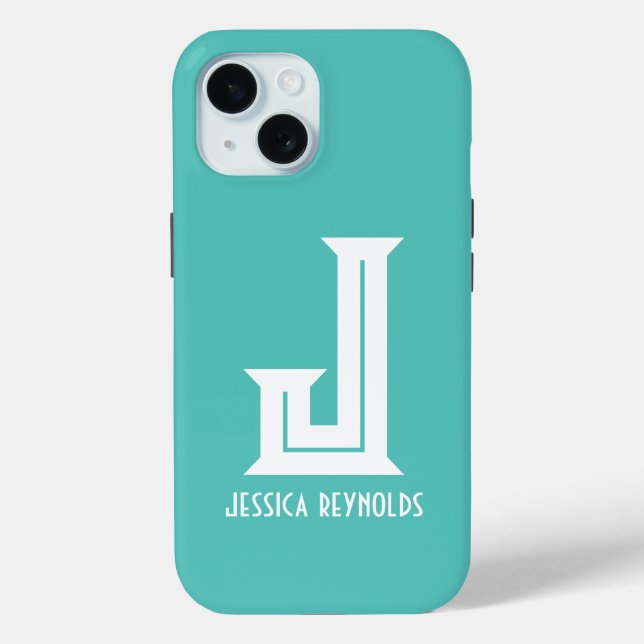 Minimal Monogram Aqua Case-Mate iPhone Case (Back)