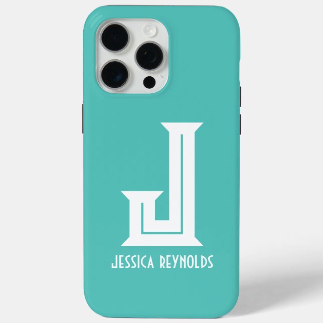 Minimal Monogram Aqua Case-Mate iPhone Case (Back)