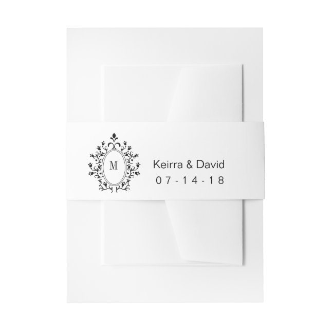 minimal Monogram Belly Band wedding invitation (Front Example)
