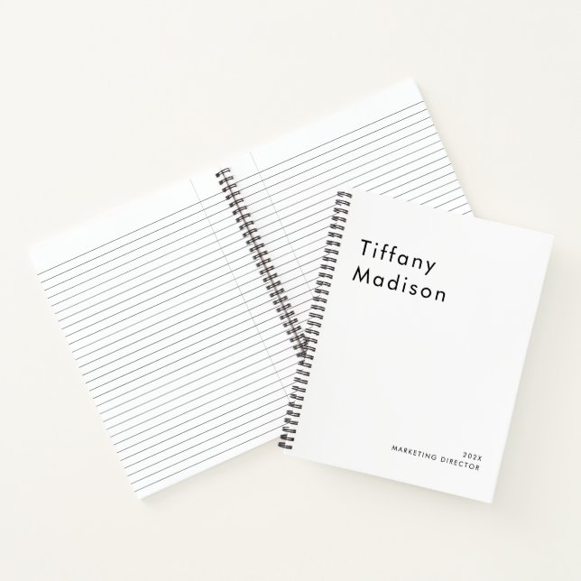 Minimal Monogram Black and White Custom Name Year Notebook (Inside)