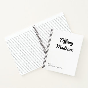 Minimal Monogram Black and White Custom Name Year Notebook