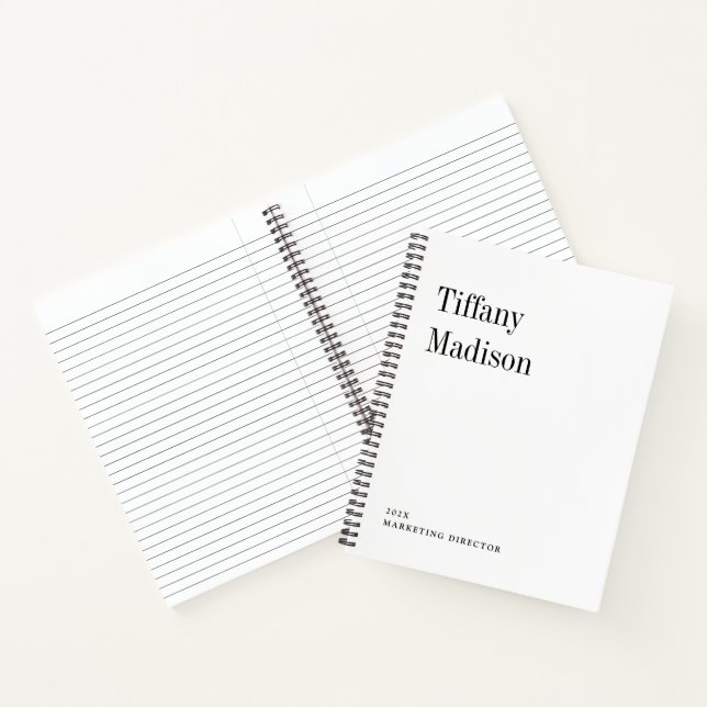 Minimal Monogram Black and White Custom Name Year Notebook (Inside)