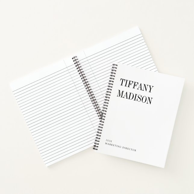 Minimal Monogram Black and White Custom Name Year Notebook (Inside)