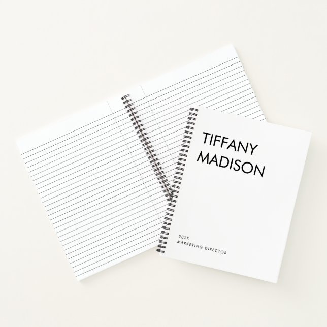 Minimal Monogram Black and White Custom Name Year Notebook (Inside)