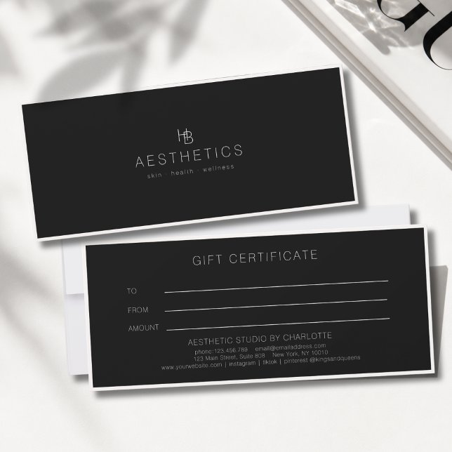  Minimal Monogram Black Salon Gift Certificate (Minimal Monogram Black Salon Gift Certificate)