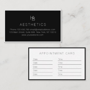 Minimal Monogram Black White Salon Loyalty Card