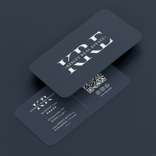Minimal Monogram Charcoal Modern Professional Business Card