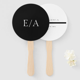 Minimal Monogram Elegant Modern Black Wedding Hand Fan