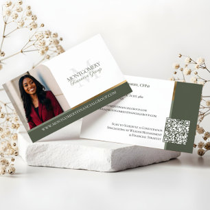 Minimal Monogram Financial Professional Photo Lux Business Card