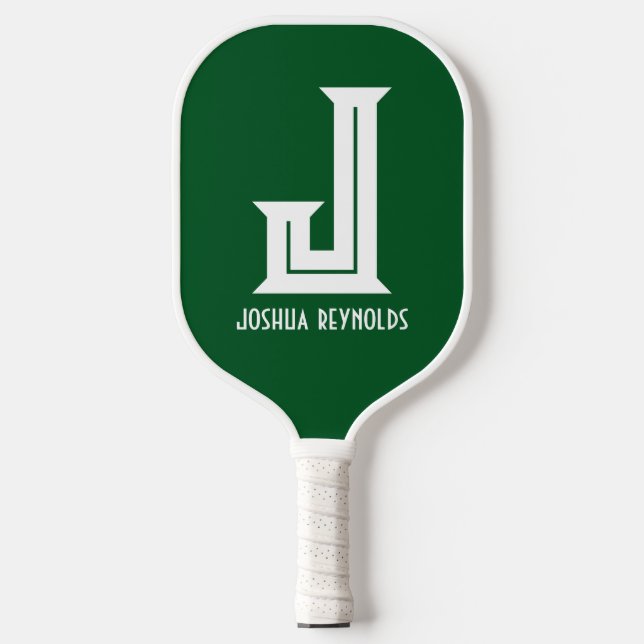 Minimal Monogram Green Pickleball Paddle (Front)