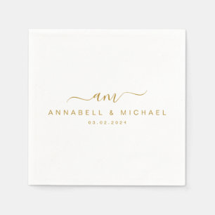 Minimal, Monogram, Handwriting Font, Wedding Napkin