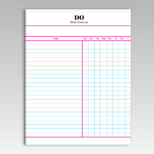 Minimal Monogram Initials Weekly Checklist Notepad