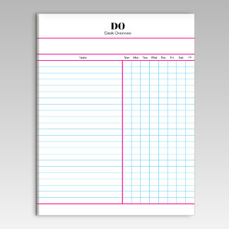 Minimal Monogram Initials Weekly Checklist Notepad