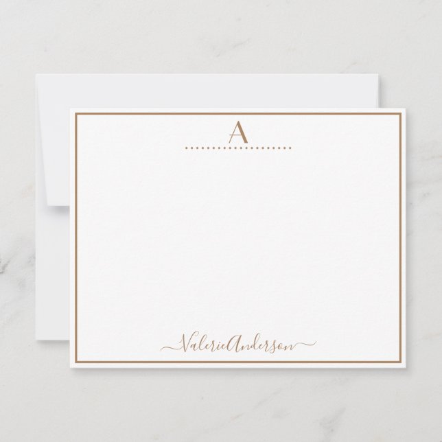 Minimal Monogram Letter Single Border Note Card (Front)